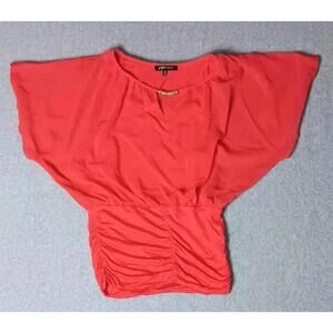 Gal Boss Flutter Sleeve Poncho Style Mesh Blouse Womens Size Medium Red...